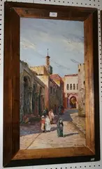 M. Abougit, Eastern Street Scene, oil on board