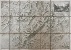 J.B. Raymond, Carte Physique et Mineralogique du Mont-Blanc, engraving printed in 21 sections and backed onto linen