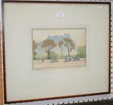 E. C. Austen Brown, Edinburgh Castle, colour woodcut