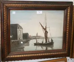 Philip Hugh Padwick, View of a Boat in a Harbour, oil on artist's board