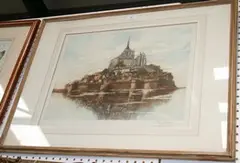 Léon Salles, Le Mont Saint Michel, colour etching