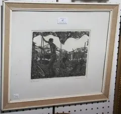 T.P. Redmond, The Hop Pickers I, 1906, monochrome woodcut