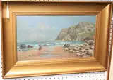 W. Hughes, Coastal View with a Figure on the Shore, oil on board