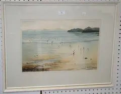 Claude Murrills, Wet Sands - Hope Cove, 1978, watercolour