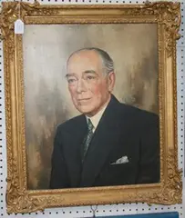 M. Lewis, Half Length Portrait of a Gentleman wearing a White Shirt, Green Tie and Dark Jacket, oil on canvas