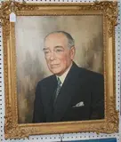 M. Lewis, Half Length Portrait of a Gentleman wearing a White Shirt, Green Tie and Dark Jacket, oil on canvas