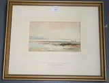 Emil Axel Krause, Cockle Gatherers on the Beach in the Early Morning, watercolour heightened with white