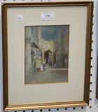 Maria Eaton, Figures in a Vaulted Interior, watercolour and gouache