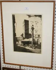 Sidney Tushingham, Montepulciano, monochrome drypoint etching
