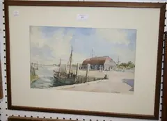 Frank Belcher, View of a Quayside, watercolour