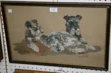 Elva Joan Blacker, Study of Two Schnauzers, 1956, watercolour and gouache