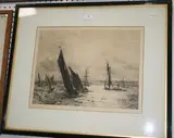 A Stiff Breeze by William Lionel Wyllie, monochrome etching, sold Apr 2013