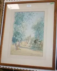Robert W. Little, La Chapelle sur Dun, Normandy, watercolour