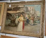 F. D'Auria, The Market Place, oil on canvas
