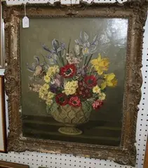 Alfred H. Palmer, Still Life Study of Spring Flowers, oil on board