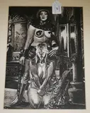 James Newton, Bride of the Devil' (Gothic Interior with a Dominatrix standing over a Bound and Blindfolded Naked Female), pen, ink and wash