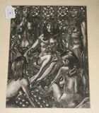 James Newton, The Silver Balls' (Interior Scene with Five Naked or Semi-naked Maidens, with Chains, Egyptian Collars and Silver Balls), pen, ink and wash