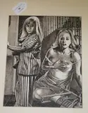 James Newton, Vampire' (Interior Scene with a Partially-clad Woman and a Fanged Girl in Pyjamas holding a Teddy Bear), pen, ink and wash