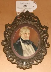 F.E. Bennett, Oval Miniature Portrait of a Gentleman, watercolour on ivory