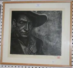 James Todd, Augusto Sandino - Nicaraguan Revolutionary', monochrome woodblock, signed, titled, editioned 4/50 and dated '06, in pencil