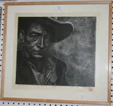 James Todd, Augusto Sandino - Nicaraguan Revolutionary', monochrome woodblock, signed, titled, editioned 4/50 and dated '06, in pencil