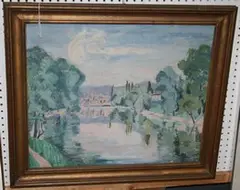 T. Malcom, View along a River, oil on canvas