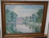 T. Malcom, View along a River, oil on canvas