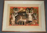 Sheila Flinn, Tabby Family' (Study of a Tabby Cat and Kittens), oil on artist's board