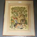 Sheila Flinn, Study of Animals in and around a Tree, oil on artist's board