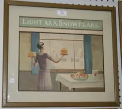 Alfred Bonheur, Light As A Snowflake' (Advertisement for Royal Baking Powder), early/mid-20th Century watercolour