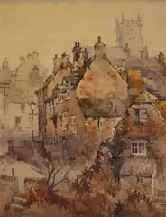 Michael Cadman, Corfe Castle, Dorset, 1989, watercolour over pencil