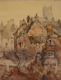 Michael Cadman, Corfe Castle, Dorset, 1989, watercolour over pencil