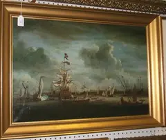 Arthur Edward Swan, View of a Dutch Naval Pageant in Coastal Waters, oil on canvas