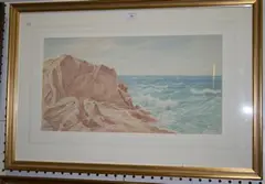 H.H. Bingley, Atlantic Waves, No Cliffs can tame, at Sark, watercolour