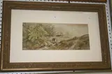 Henry Earp Senior, Fisherman approaching a Figure and Two Horses on a Bridge, possibly Scotland, watercolour