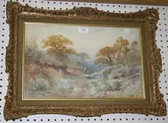 H.A. Harper, Sherwood Forest' (Landscape with Figure carrying Wood), 1888, watercolour