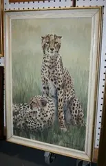 Daphne Dora Derfield, Study of Two Cheetahs, oil on board