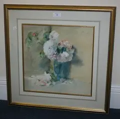 R. Fox Strangways, Still Life Study of Roses in a Vase, watercolour