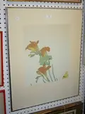 Philip Sheffield, Study of a Frog perched on the Stem of an Iris near a Brimstone Butterfly, screen print