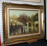 John Bampfield, View of a Rainy Street, oil on canvas