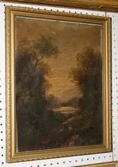 J.H. Preston, View of a Lake, oil on canvas