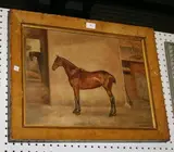 A. Debenham, Study of a Bay Horse in a Stable Interior, oil on canvas laid on board