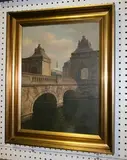 Frederik Wilhelm Svendsen, View of the Marble Bridge looking towards the Christiansborg Palace, Copenhagen, oil on canvas