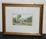R.B. Higgins, Angler on the Bank of a River, watercolour