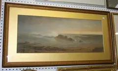 Henry George Hine, Coastal View, probably Dorset, 1869, watercolour