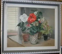 John Hale, Begonias & Fuchsias' (Still Life Study), oil on board