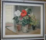 John Hale, Begonias & Fuchsias' (Still Life Study), oil on board