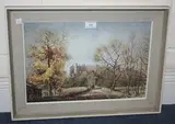 W.P. Haworth, Arundel Castle from the East, watercolour with scratching out