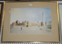 Charles Williams, View of a Walled Eastern Town, watercolour over pencil