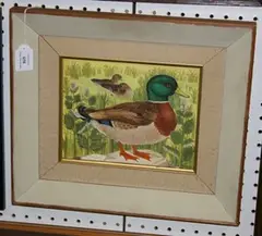 Sheila Flinn, Mallard, acrylic on board with scratching out